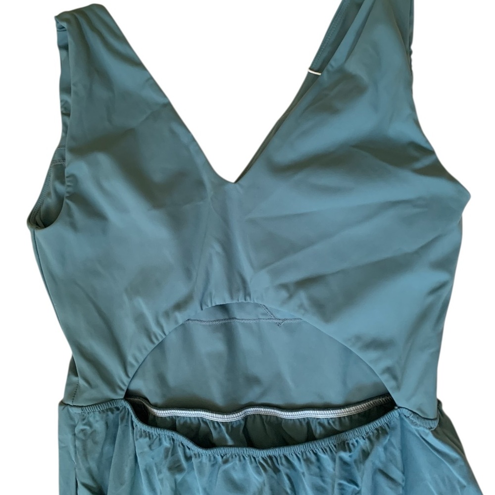 HALARA Breezeful Ruffled Stone Blue High Low Dress With Open Back Teal - Picture 5 of 10